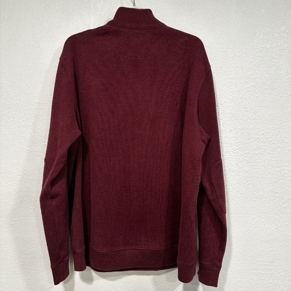 Lands End Pullover Sweater 1/4 Zip Long Sleeve Cotton Knit Burgundy Men Sz Large - Picture 2 of 8